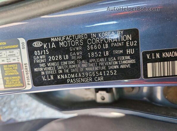 KNADM4A39G6541252 2016 KIA RIO Teal Vista del compartimento del motor