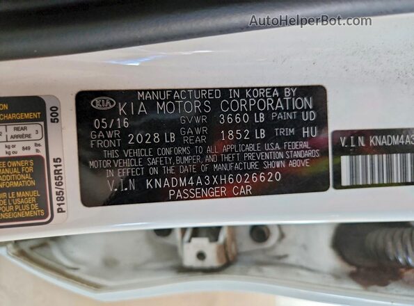 KNADM4A3XH6026620 2017 KIA RIO White Vista del compartimento del motor