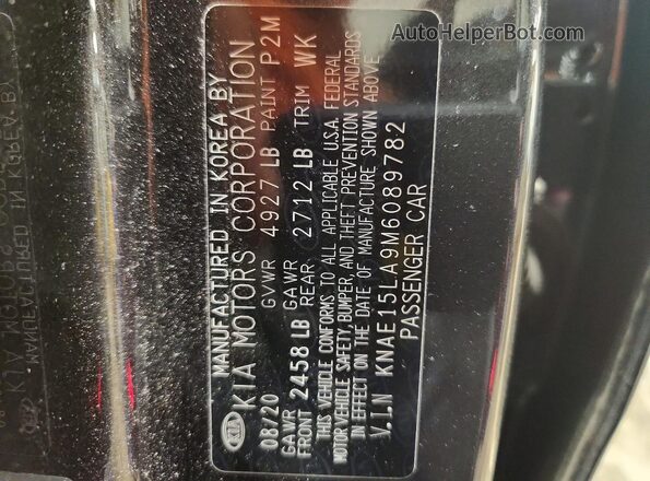 KNAE15LA9M6089782 2021 KIA STINGER Угольный Вид наклейки с VIN-кодом