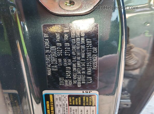 KNAE35LD2N6115287 2022 KIA STINGER Gray Vista del compartimento del motor