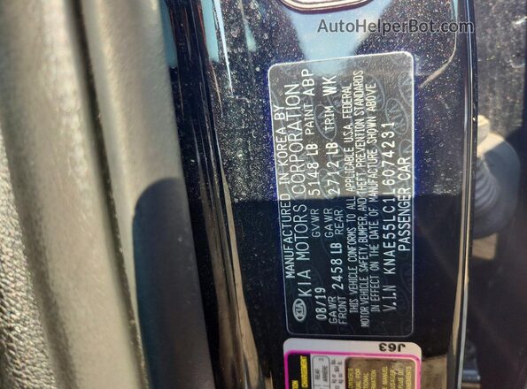KNAE55LC1L6074231 2020 KIA STINGER Black Widok naklejki z numerem VIN