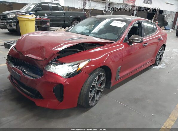 KNAE55LC9J6019944 2018 KIA STINGER Red Առջևի ձախ երեք քառորդ տեսարան