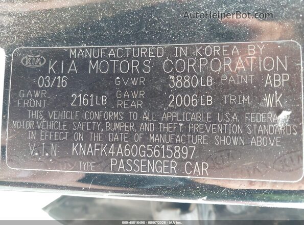 KNAFK4A60G5615897 2016 KIA FORTE Black Widok komory silnika