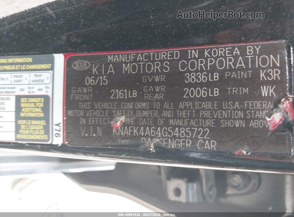 KNAFK4A64G5485722 2016 KIA FORTE Black Vista del compartimento del motor