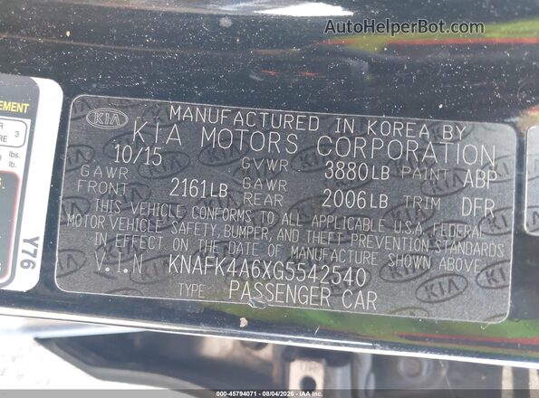 KNAFK4A6XG5542540 2016 KIA FORTE Black Вид підкапотного простору