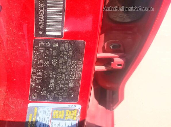 KNAFK4A6XG5609234 2016 KIA FORTE Red Widok komory silnika