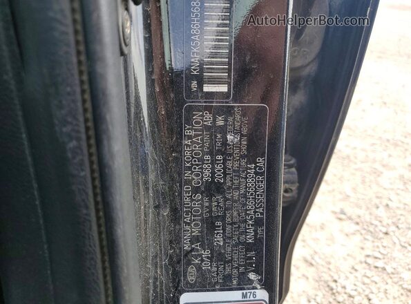 KNAFK5A86H5688944 2017 KIA FORTE Black VIN კოდის სტიკერის ხედი