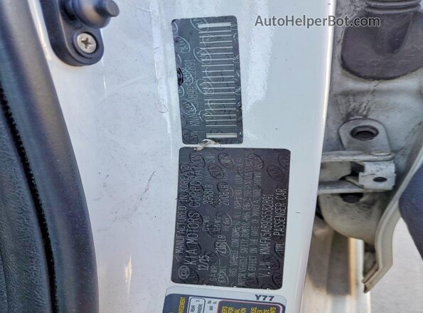 KNAFK5A89G5582891 2016 KIA FORTE White VIN კოდის სტიკერის ხედი