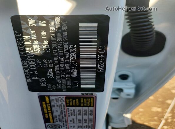 KNAG44J87T5397872 2026 KIA K5 White Вид підкапотного простору