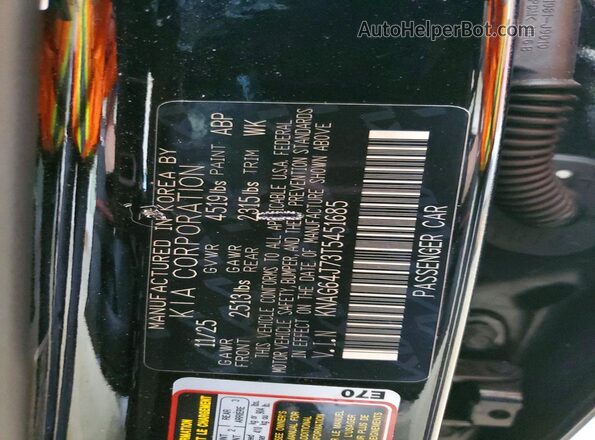 KNAG64J73T5451685 2026 KIA K5 Black Widok naklejki z numerem VIN
