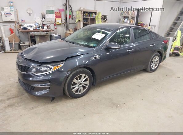 KNAGT4L35J5235630 2018 KIA OPTIMA Gray Առջևի ձախ երեք քառորդ տեսարան