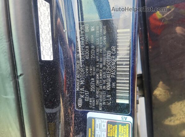 KNAGU4LE2H5012339 2017 KIA OPTIMA Blue Widok komory silnika