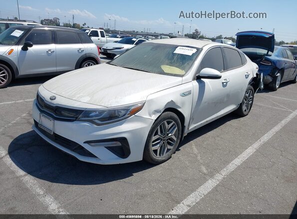 KNAGU4LE5L5045425 2020 KIA OPTIMA HYBRID White წინა მარცხენა ხედი სამი მეოთხედიდან