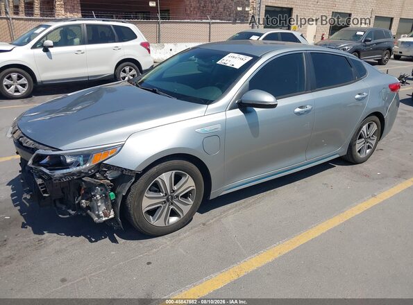 KNAGV4LD8J5021895 2018 KIA OPTIMA PLUG-IN HYBRID Gray წინა მარცხენა ხედი სამი მეოთხედიდან
