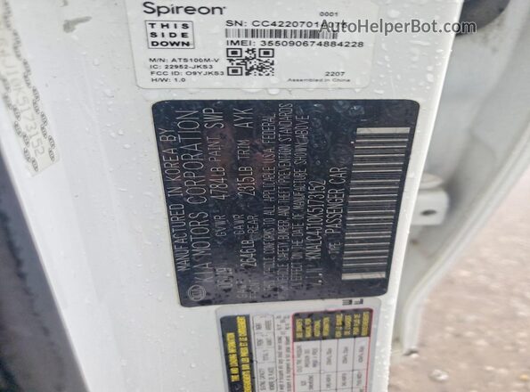 KNALC4J10K5173152 2019 KIA CADENZA White Engine compartment view