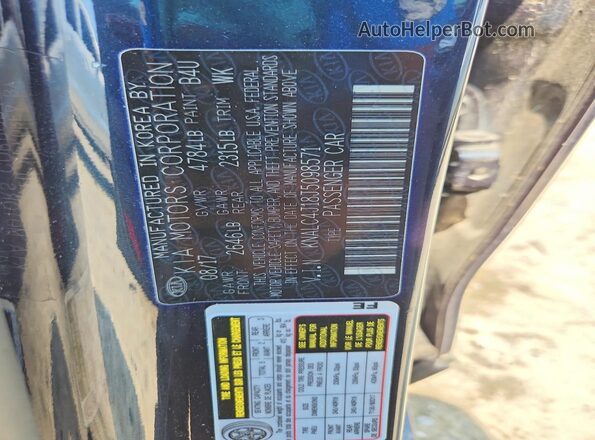KNALC4J18J5098571 2018 KIA CADENZA Blue VIN sticker view