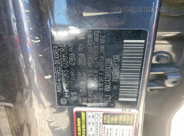KNALC4J1XH5042299 2017 KIA CADENZA Black VIN կոդի պիտակի տեսք