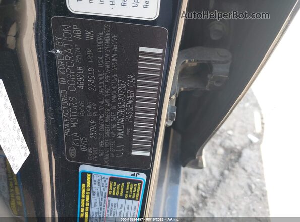 KNALN4D76G5207337 2016 KIA CADENZA Black Widok komory silnika