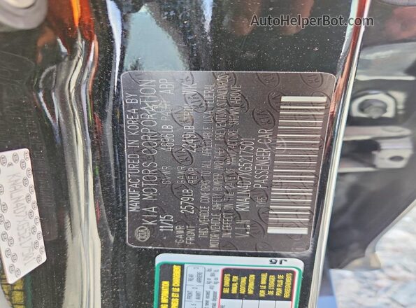 KNALN4D7XG5217501 2016 KIA CADENZA Black Շարժիչի բաժամունքի տեսք