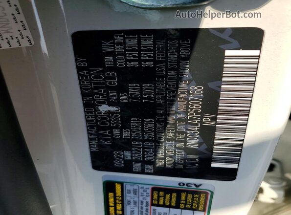KNDC34LA7P5607168 2023 KIA EV6 Кремовый Вид наклейки с VIN-кодом