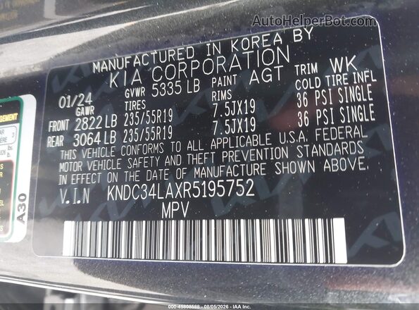 KNDC34LAXR5195752 2024 KIA EV6 Gray Widok komory silnika