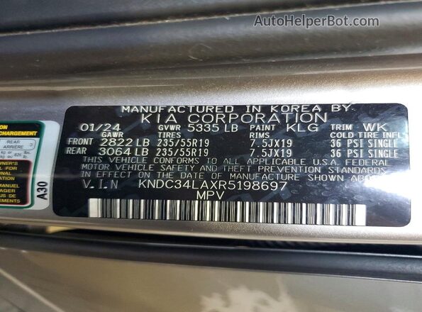 KNDC34LAXR5198697 2024 KIA EV6 Silver Engine compartment view