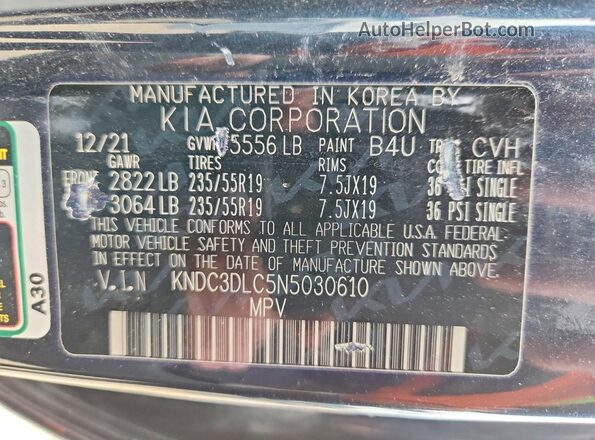 KNDC3DLC5N5030610 2022 KIA EV6 Blue Engine compartment view