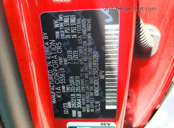 KNDC3DLC7R5189280 2024 KIA EV6 Red Շարժիչի բաժամունքի տեսք