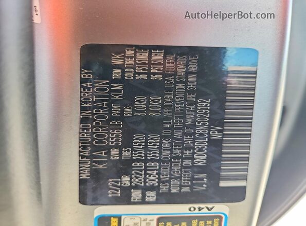 KNDC3DLC8N5029192 2022 KIA EV6 Gray Շարժիչի բաժամունքի տեսք