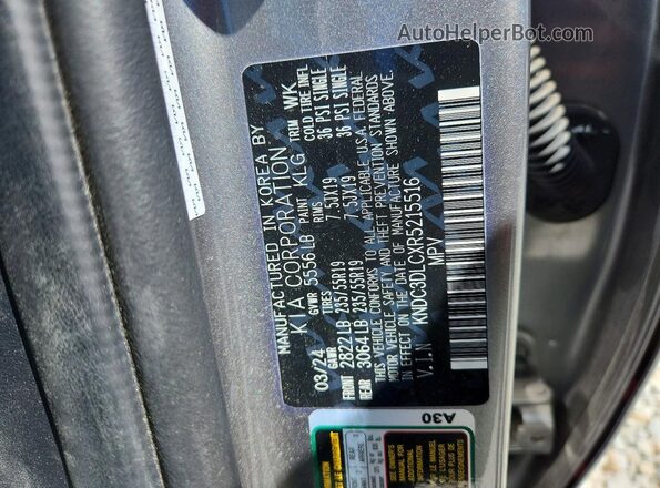 KNDC3DLCXR5215516 2024 KIA EV6 Gray Vista de la etiqueta del VIN