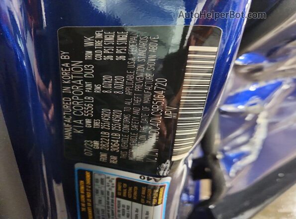 KNDC4DLC9R5164720 2024 KIA EV6 Blue Vista de la etiqueta del VIN