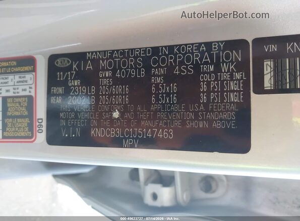 KNDCB3LC1J5147463 2018 KIA NIRO Silver Вид підкапотного простору