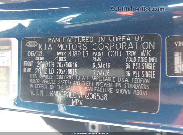 KNDCB3LC1J5206558 2018 KIA NIRO Blue Vista del compartimento del motor