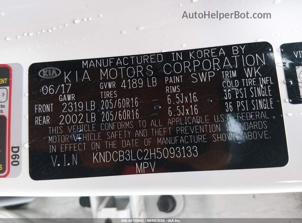 KNDCB3LC2H5093133 2017 KIA NIRO White Widok komory silnika
