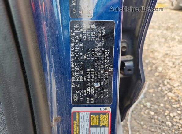 KNDCB3LC2K5217053 2019 KIA NIRO Blue VIN sticker view