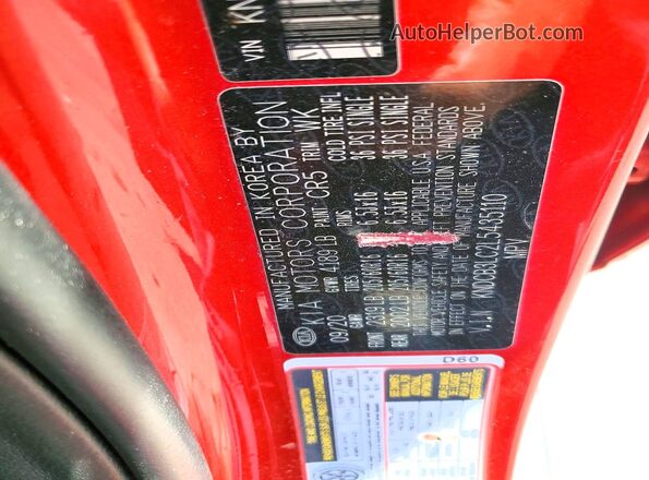 KNDCB3LC2L5435110 2020 KIA NIRO Red Widok komory silnika