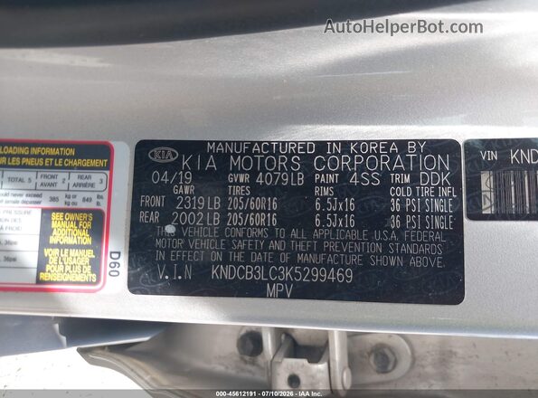 KNDCB3LC3K5299469 2019 KIA NIRO Silver Vista del compartimento del motor
