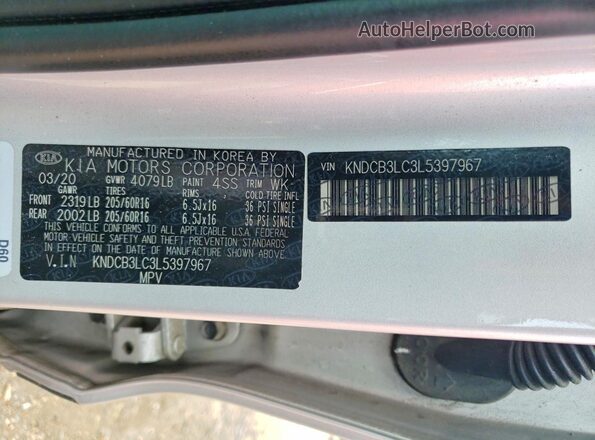 KNDCB3LC3L5397967 2020 KIA NIRO Silver 360 interior view