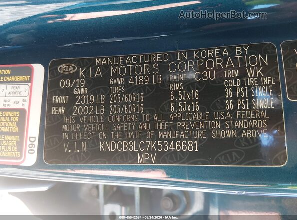 KNDCB3LC7K5346681 2019 KIA NIRO Blue Widok komory silnika