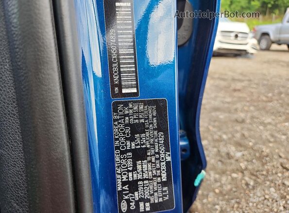 KNDCB3LCXH5074829 2017 KIA NIRO Синий Вид наклейки с VIN-кодом