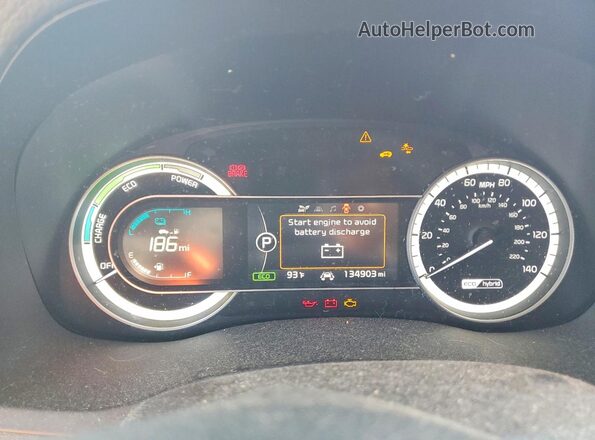 KNDCC3LC2K5220161 2019 KIA NIRO Red Widok zestawu wskaźników