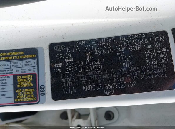 KNDCC3LG5K5023732 2019 KIA NIRO EV White Շարժիչի բաժամունքի տեսք