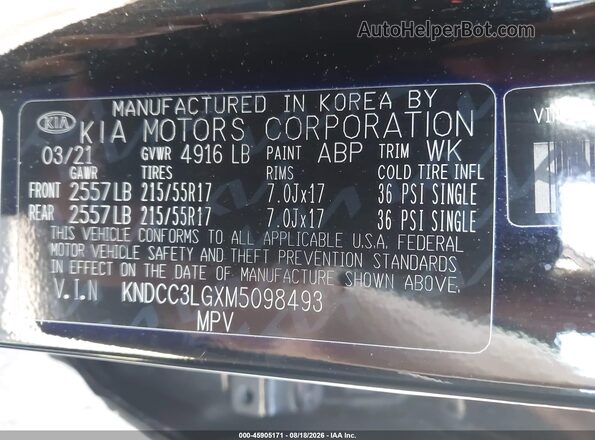 KNDCC3LGXM5098493 2021 KIA NIRO EV Black Շարժիչի բաժամունքի տեսք
