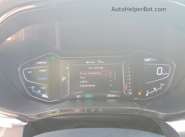 KNDCD3LD8L5391620 2020 KIA NIRO White ხელსაწყოთა პანელის ხედი