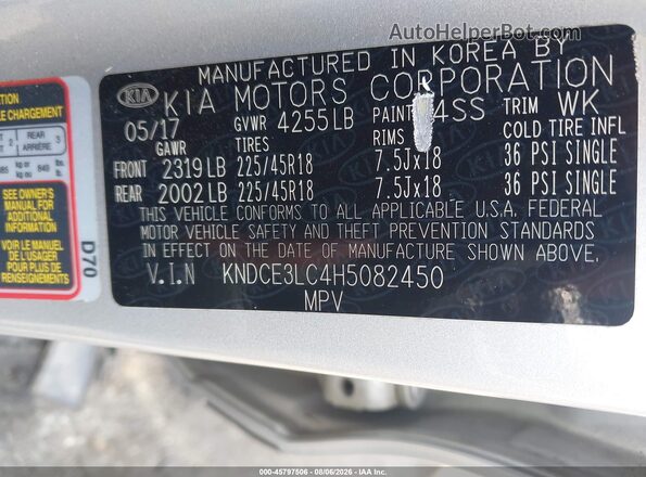 KNDCE3LC4H5082450 2017 KIA NIRO Silver Widok komory silnika