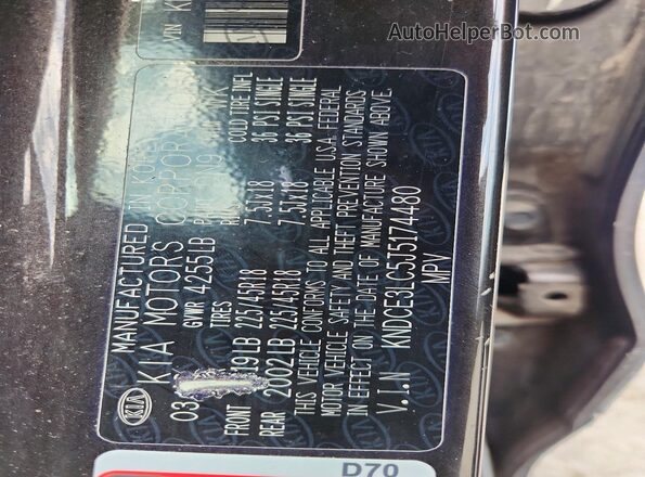 KNDCE3LC5J5174480 2018 KIA NIRO Purple Vista de la etiqueta del VIN