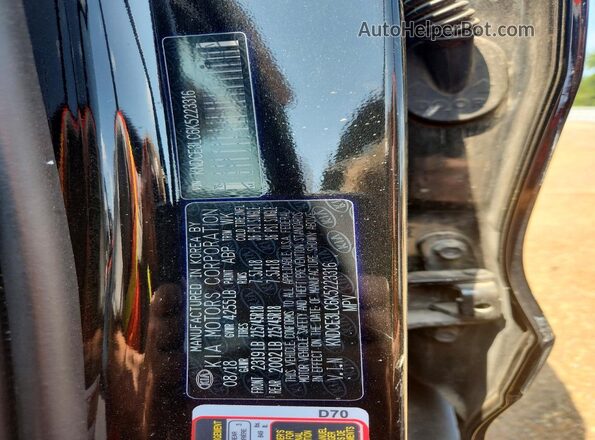 KNDCE3LC6K5223316 2019 KIA NIRO Black Vista de la etiqueta del VIN