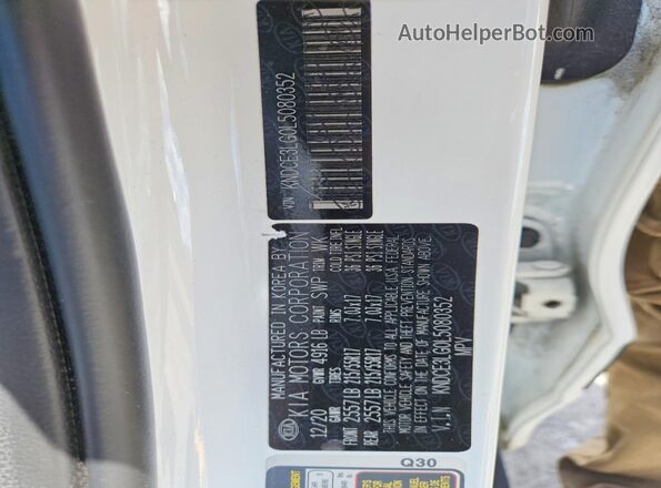 KNDCE3LG0L5080532 2020 KIA NIRO White Widok naklejki z numerem VIN