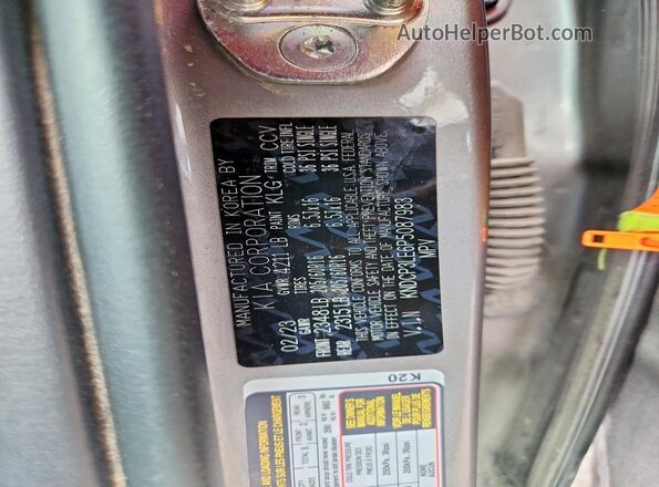 KNDCP3LE6P5087983 2023 KIA NIRO Silver VIN կոդի պիտակի տեսք