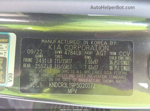 KNDCR3L19P5020172 2023 KIA NIRO EV Gray Widok komory silnika